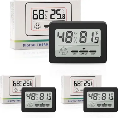 Obrázok produktu pre Mini teplomer vlhkomer, vnútorný, digitálny LCD prístroj na meranie izbovej teploty a vlhkosti, čierny
