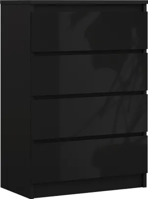 Produktbild von Komoda z 4 szufladami w kolorze czarny mat / czarny wysoki połysk - 70 x 101 x 39 cm (szer./wys./gł.)