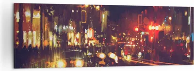 Produktbild von Bild auf Leinwand - Leinwandbild - Stadt Nacht Straße - 160x50cm - Wand Bild - Wanddeko - Leinwanddruck - Bilder - Kunstdruck - Wanddekoration - Leinwand bilder - Wandkunst - AB160x50-3762