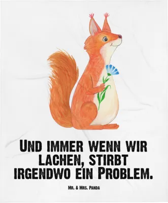 Produktbild von Mr. & Mrs. Panda Babydecke Eichhörnchen Blume - Weiß - Geschenk, Erstlingsdecke, Kinderdecke, Motivation Sprüche, Plaid, Spaß, Lustige, Spruch Positiv, glücklich