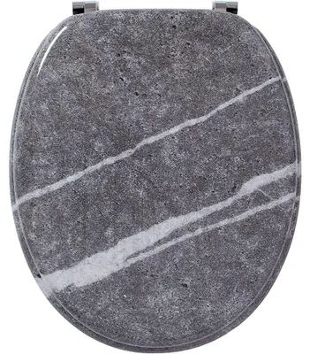 Obrázek produktu pro Wirquin 20720370, prodloužené, tvrdé WC sedátko, šedé, bílé, dřevěné, 375 mm, 431 mm