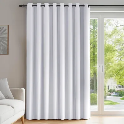 Immagine prodotto di Tenda oscurante, completamente opaca, con occhielli, tenda da finestra, tenda termica, per camera da letto, 242x254 cm, argento-grigio, 1 pezzo