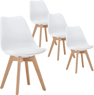 Produktbild von DEULINE® Esszimmerstühle Essstühle Esszimmerstuhl SGS Massivholz Polsterstuhl Stühle OSLO 4er-Set WEISS 521249