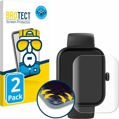 Produktbild von 2x BROTECT Fullscreen Schutzfolie für Hama Fit Watch 5000 Displayschutz Folie Fullcover Klar Transparent