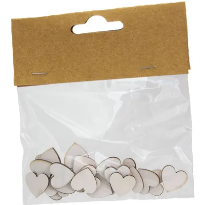 Produktbild von Holz Streudeko Herzen Weiß 24 Stck. - Ø 1,5 cm | 08269 Hochzeit Tischdekoration