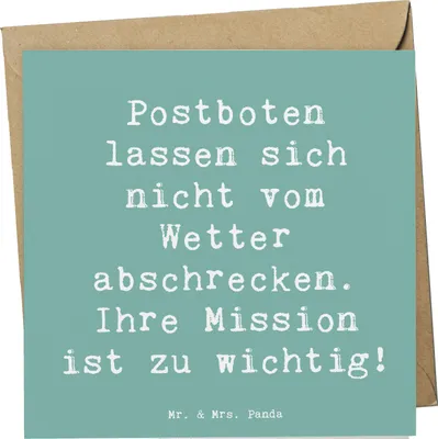 Produktbild von Mr. & Mrs. Panda Grußkarte Spruch Postbote Held - Meeresbrise - Geschenk, Beruf, kreative Geschenke, Dankbarkeit, doppelkarte, Glückwunschkarte, Klappkarte, Hingabe