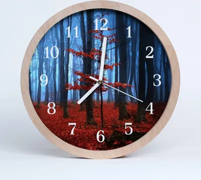 Produktbild von Holzuhr 30fi cm wanduhr - Herbst Nebel Wald