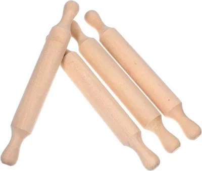 Produktbild von Set aus 4 Holz Mini Teigrollern 20x2,5cm - Antihaft Teigrolle für Pfannen und Handwerk, Küchenhilfsmittel für kleine Teigstücke