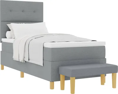 Immagine prodotto di Letto a molle con testiera Grigio chiaro 200 x 90 cm Tessuto