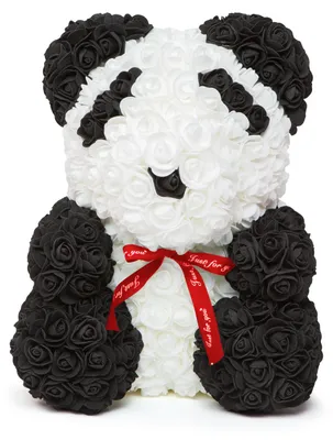 Produktbild von Rosenbär Panda - Mit roter Schleife - 40 cm - Geschenkbox - Dekoratives Geschenk [A0221-PA]