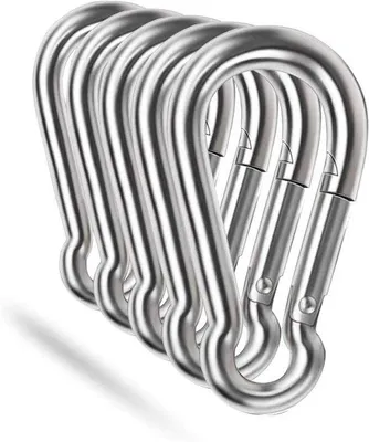 Produktbild von Sicherheitskettenklammern - Schnelle Schließvorrichtungen - Stabil installieren - Korrosionsresistentes 304-Stahlgewebe - 5 Stück 6,4 mm - Weißsilberfarbe