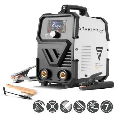 Obrázok produktu pre STAHLWERK ARC 200 Synergic Pro Digitálny elektródový zvárací stroj - MMA (MMA) do 200 A, zváranie bez ochranného plynu, invertor TIG, horúci štart