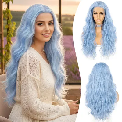 Produktbild von Hellblaue, wellenförmige Lace-Front-Perücke für Damen