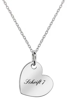 Produktbild von MATERIA by Matthias Wagner Gravur Kette mit Herz Anhänger - 925 Silber Herzkette Liebe rhodiniert 42-45cm KA-452