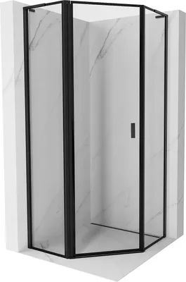 Zdjęcie produktu dla Mexen Mist L kabina prysznicowa pięciokątna uchylna lewa 90 x 90 cm, czarna ramka, czarna - 8A8L-090-090-70-70-L