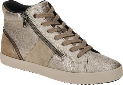 A single high-top sneaker is shown against a white background.
