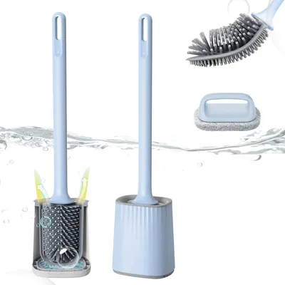 Produktbild von Set bestehend aus 2 Toilettenreinigern – aus Silikon mit Halterung – blau