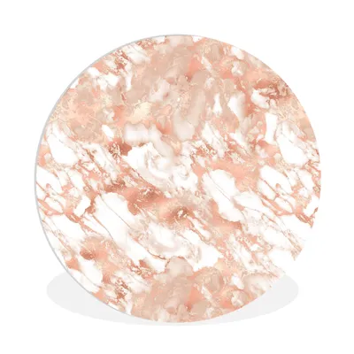Produktbild von MuchoWow® Rundes Wandbild - Runde Bilder Marmor - Rosa - Weiß - Luxus Ø 90 cm Kreis Wanddekoration Kunststoff - Wandkreis - Wandschmuck - Wand-Kreis - Wohnzimmer - Bild - Runde - Wanddeko - Dibond - Kunstdrucke