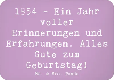 Produktbild von Mr. & Mrs. Panda magnet Spruch 1954 Geburtstag - Lavendeltraum - Geschenk, unvergessliche Momente, Happy Birthday, zettelhalter, haftmagnet, Geburtstagsgeschenk, Gruß