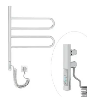 Immagine prodotto di ELNA scaldasalviette elettrico a 180°, radiatore da bagno con 2 bracci pieghevoli, acciaio inox cromato, 53W, 65x46 cm