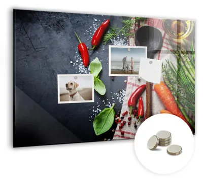 Produktbild von Dekorative Magnettafel 60x40 cm - Magnetwand - für Fotos, Karten und Notizen - Fotowand - Memoboard - Magnetpinnwand - Wanddekoration - Gemüse