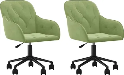 Image de vidaXL Chaise de salle à manger 2 pcs. Pivotantes Vert clair Velours