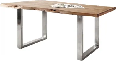 Produktbild von YOGA live edge Esstisch steel legs 160x90 Platte 55 mm aufgedoppelt