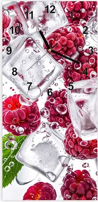 Produktbild von Wanduhr aus Glas mit Motiv Himbeereis- 30 x 60 cm - inkl. Aufhängesystem
