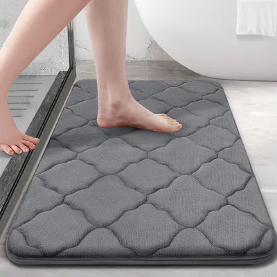 Productafbeelding van Famanu badkamermat van traagschuim - antislip, zacht, wasbaar, 60 x 90 cm, donkergrijs
