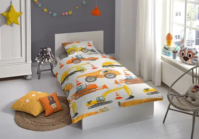 Produktbild von Good Morning Kinder-Bettwäsche-Set Working 135×200 cm