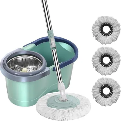 Imagen del producto de Kit de limpieza para suelos que incluye cubo, mop y repuestos de microfibra