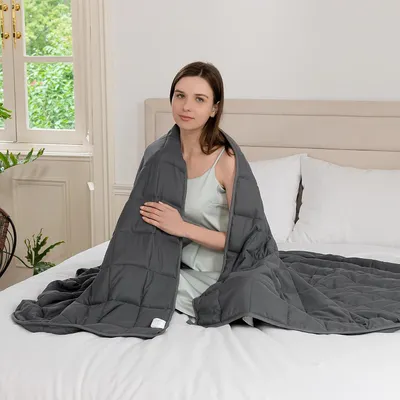 Obrázek produktu pro Závažová deka proti stresu, příjemná a relaxační wellness deka pro dospělé (šedá, 1,4 kg, 91 x 122 cm)