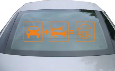 Produktbild von Indigos UG - Aufkleber Heckscheibe & Motorklappe DE2541 - orange - 600x171 mm - Trainhorn - Auto Scheiben Fenster Heckklappe Tuning Racing JDM - Die cut