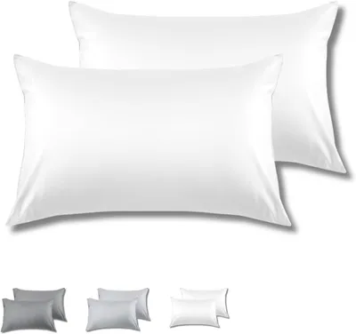 Zdjęcie produktu dla Zestaw 2 poszewek na poduszki, 40 x 80 cm, przeznaczonych do użytku na włosy i skórę, wykonanych z mikrofibry, miękkich i oddychających, idealnych do spania (białe)