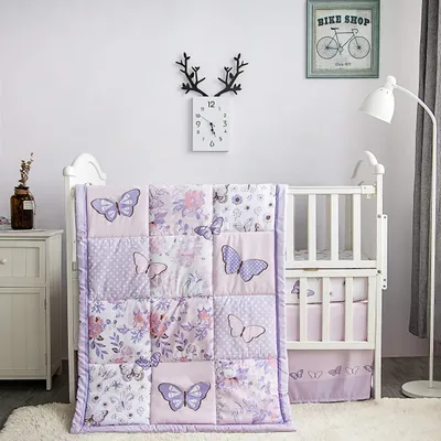 Produktbild von Baby Mädchen Wiege Bettwäsche Set 3-teilig Schmetterling