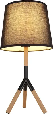 Produktbild von LED Tischleuchte, Textil schwarz, Holzoptik, H 45 cm