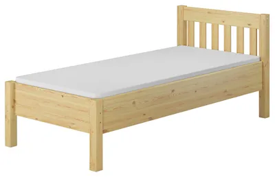 Produktbild von Hohes Holzbett 100x200 breites Seniorenbett Einzelbett Zubehör wählbar V-60.55-10Rollrost und Matratze inkl.