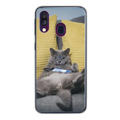 Produktbild von MuchoWow® Handyhülle Schutzhülle Hülle für Samsung Galaxy A40 Katze - Bank - Faule Silikon Softcase Handy Hülle - Handy-Tasche