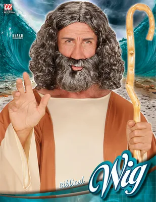 Produktbild von Graue Propheten Perücke mit Bart - Moses Perücke - Biblische Perücke und Bart