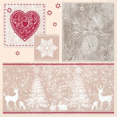 Produktbild von Sovie HORECA Weihnachtsserviette Karina aus Tissue 40 x 40 cm, 100 Stück - Weihnachten Patchwork Cottage Style