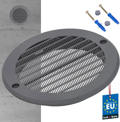 Produktbild von KOTARBAU® Lüftungsgitter ⌀ 125 mm Belüftungsgitter mit Insektenschutz Rund Belüftungsgitter Grau Kunststoff-Abschlussgitter für Lüftungskanal Abluft und Zuluft Rohranschluss Lamellengitter