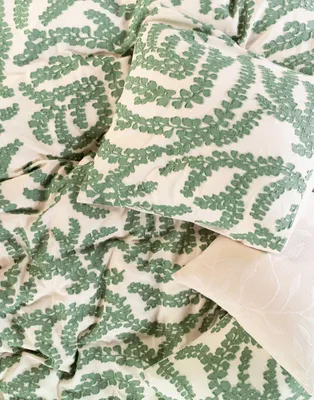 Produktbild von Essenza Satin-Bettwäsche-Garnitur Eleria Farbe Green Größe 155x220+80x80