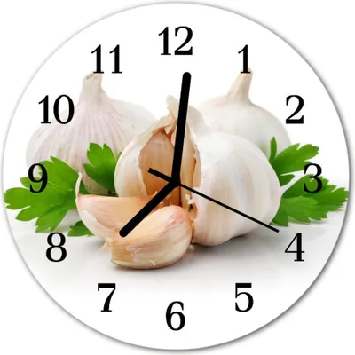 Produktbild von Glasuhr Wanduhr Küchenuhr Echt-Glas 30fi cm Knoblauch mehrfarbig