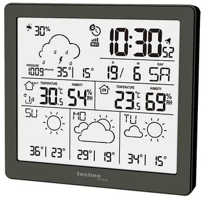 Produktbild von WD2200 Wetterstation WLAN mit App, 4-Tage-Profi-Wettervorhersage, kabellos, LCD-Display