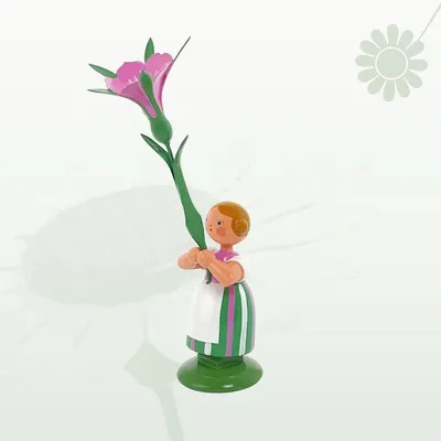 Imagen del producto de Miniatura de una niña con flores, altura 12 cm, NUEVA