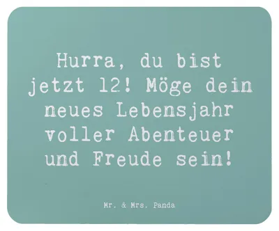 Produktbild von Mr. & Mrs. Panda Mousepad Spruch 12. Geburtstag - Meeresbrise - Geschenk, Geburtstagsgeschenk, voller Freude, Happy Birthday, besonderer Tag, mauspad pc, Mouse Pad