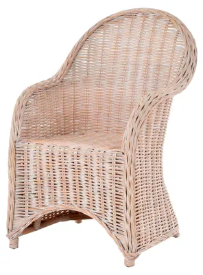 Produktbild von Esszimmer-Sessel/Korbsessel aus Natur-Rattan in Vintage Weiss
