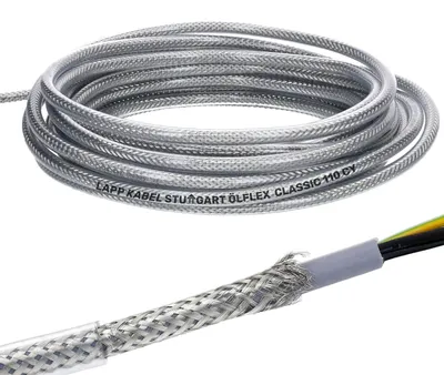 Image de 10 mètres Lapp 1135407 Ölflex Classic 110 CY câble deblindé 7 x 2,5 mm² avec conducteur de protection vert-jaune I câble blindé 7 conducteurs I câble de7 conducteurs avec blindage I gaine extérieure transparente