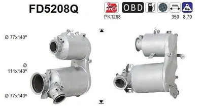 Produktbild von AS FD5208Q Dieselpartikelfilter Rußpartikelfilter DPF für VW Golf VII Schrägheck (5G1, BQ1, BE1, BE2) Euro 5 Abgasanlage Diesel