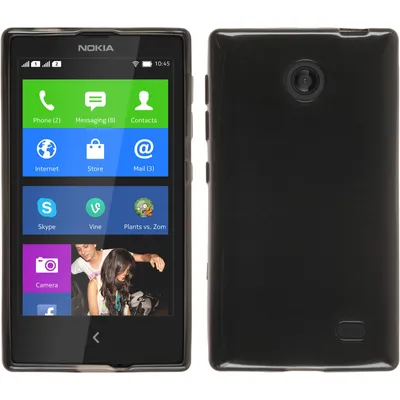 Produktbild von PhoneNatic Case kompatibel mit  Nokia X / X+ - schwarz Silikon Hülle transparent + 2 Schutzfolien